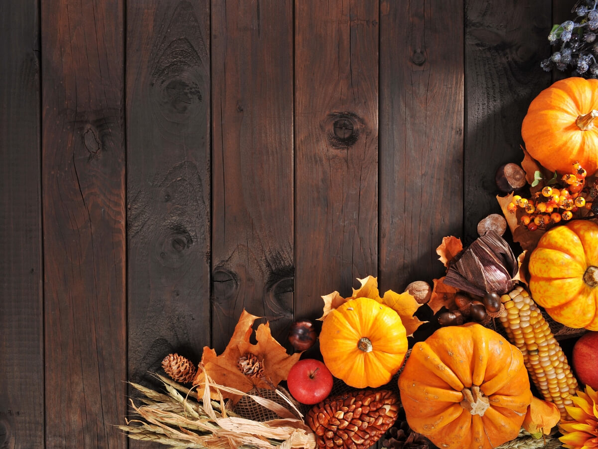 Wood with Fall foods
